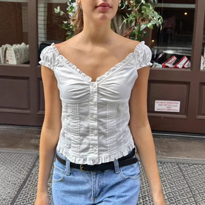 <span class=keywords><strong>Camicia</strong></span> <span class=keywords><strong>a</strong></span> maniche corte da <span class=keywords><strong>donna</strong></span> con scollo <span class=keywords><strong>a</strong></span> V in stile americano <span class=keywords><strong>a</strong></span> <span class=keywords><strong>quadri</strong></span> primaverile - Product Image 2