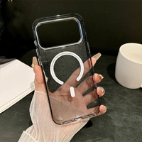 Coque magnétique ultra-fine transparente avec paillettes scintillantes pour iPhone 18 Pro Max, 17 Air, 16 Plus, 18 Pro