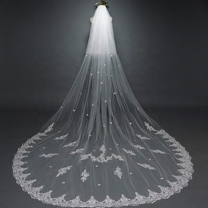 <span class=keywords><strong>Voile</strong></span> de Mariée Long en Tulle, Dentelle, Dernière Nouveauté, Vente Chaude en Gros - Product Image 1