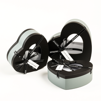Boîte cadeau en carton rigide en forme de cœur, recyclable, vente en gros d'usine, ensemble de boîtes cadeaux multi-tailles avec fenêtre transparente et nœud