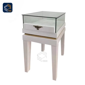 Vitrina de vidrio personalizada Marco de metal Estantes múltiples y cajones de almacenamiento Vitrina de productos al por menor - Product Image 2