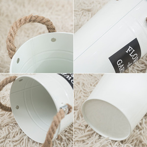 <b>Flowers</b> & Garden Tin Bucket Vase Off White Indoor Home Decor <b>Artificial</b> <b>Flower</b> Arrangement - Product Image 3