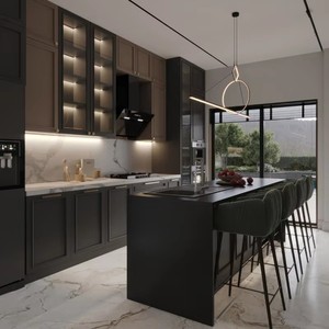 <span class=keywords><strong>Cucina</strong></span> Moderna in Legno Nero Personalizzata per Tutta la Casa <span class=keywords><strong>con</strong></span> <span class=keywords><strong>Isola</strong></span> <span class=keywords><strong>e</strong></span> <span class=keywords><strong>Tavolo</strong></span>, Personalizzazione Autonoma - Product Image 3