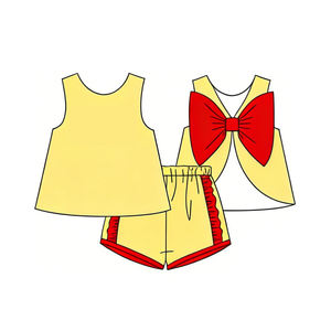 GSSO3464 CUSTOM Conjunto de Ropa para Niña Pequeña, Diseño Amarillo Sólido, Venta al por Mayor, Conjunto sin Mangas para Niña - Product Image 6