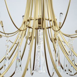 โคมไฟเพดานกลางแบบปรับความสูงได้ TianShen สไตล์อเมริกัน สีทองแดงทอง พร้อมหลอดไฟ LED ปรับความสว่างได้ ดีไซน์แบบเทียนสไตล์ฝรั่งเศส - Product Image 3