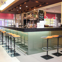 Comptoir de caisse en verre et pierre de haute qualité au design LED moderne et épuré pour restaurant, bar à domicile et club