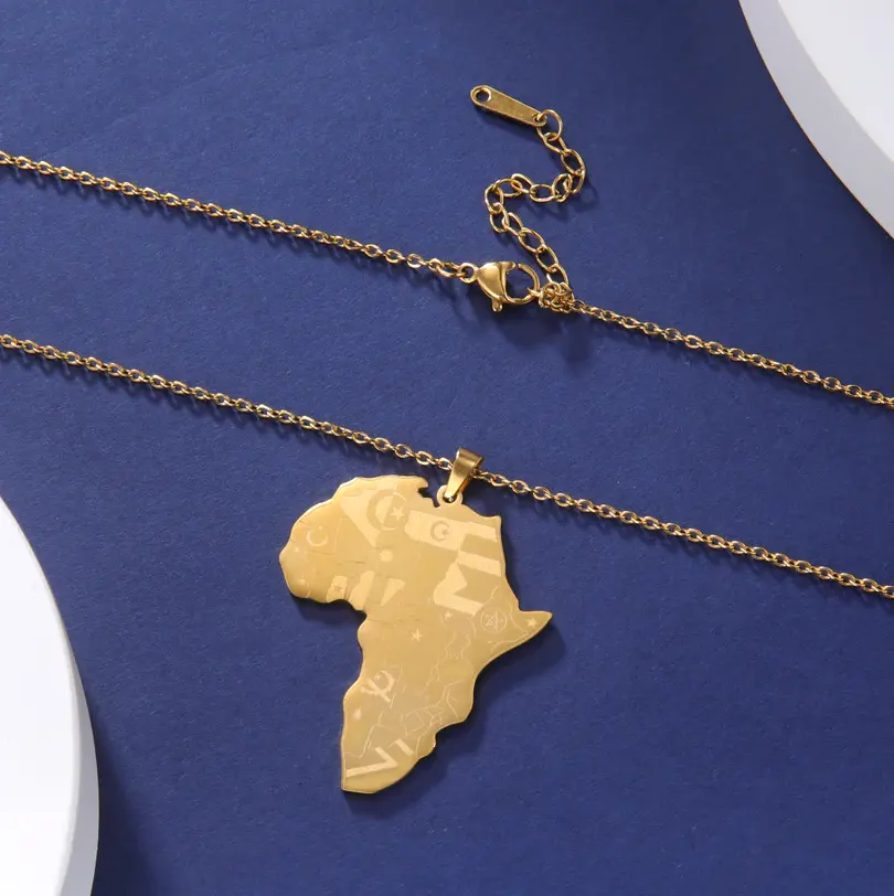 Inspire Schmuck hochgepolitzer exquisiter authentischer 18K-Gold vergoldete islamische Mode Länder Afrikas Karte Halskette Kette Anhänger