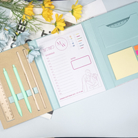Couverture en papier kraft combinaison multifonctionnelle bloc-notes ensemble bloc-notes et notes autocollantes avec stylo et règle papeterie