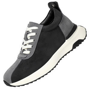 Baskets <span class=keywords><strong>compensées</strong></span> à plateforme en cuir de vachette et maille, à lacets, rehaussantes de 3 pouces, blanches, pour hommes, avec semelle intermédiaire en PU - Product Image 5