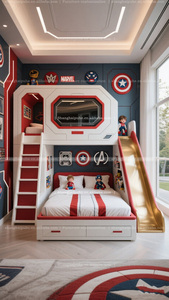 <span class=keywords><strong>Lit</strong></span> Mezzanine avec Toboggan, Lits Superposés pour Adolescents, Thème Anime Superman pour Garçons, <span class=keywords><strong>Lit</strong></span> Enfant Personnalisé : Bouclier de Héros - Product Image 3