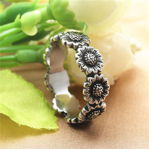yunnique Flower <b>Ring</b> Tibetan Silver Women's Retro Style Gift Jewelry - Product Image 1