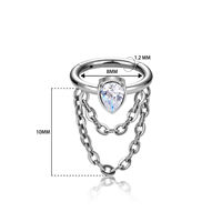 Anting-anting titanium CZ bentuk hati gaya punk untuk pertunangan, anting-anting tulang rawan, anting-anting helix, anting-anting daith, anting-anting hoop, perhiasan tindik grosir OEM