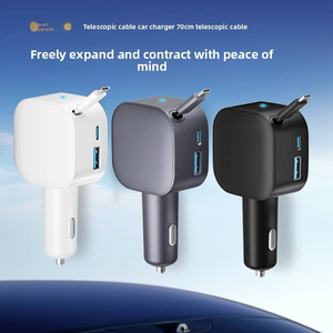 Cargador de Coche Retráctil de 105W y 3 Puertos, Cargador Rápido <span class=keywords><strong>USB</strong></span> C 2C1A con Cable Retráctil de 65W, <span class=keywords><strong>Adaptador</strong></span> para Encendedor de Cigarrillos para iPhone 17 - Product Image 2