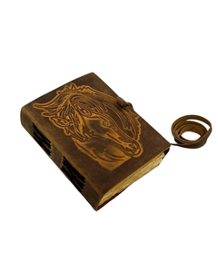 Carnet en cuir gaufré motif cheval fait main, carnet à couverture rigide vintage, journal rustique pour écrire, dessiner, esquisser et offrir en cadeau - Product Image 3