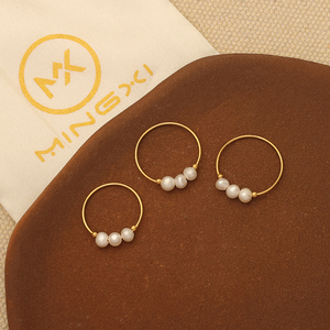 Anillos de Perlas de Agua Dulce Modernos y Delgados de Acero Inoxidable con Baño de Oro de 18K, Resistentes al Deslustre, para Mujer, Joyas Certificadas por May Aigs - Product Image 2