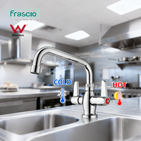 Robinet de cuisine commercial moderne Frascio 4 pouces à poignée unique, en acier inoxydable finition chromée, robuste pour usage hôtelier et commercial, garantie 5 ans