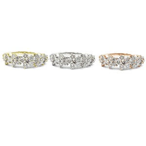 Hong Kong bonne qualité réglage de la broche 18k or blanc naturel rond brillant coupe diamant poire fleur bagues de mariage pour les femmes - Product Image 4