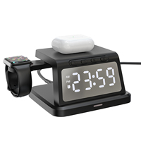 Groothandel Digitital Wekker Draadloze Oplader 3W 5W 7.5W 10W Multifunctionele Draadloze Oplader Voor Apple Draadloos Apparaat