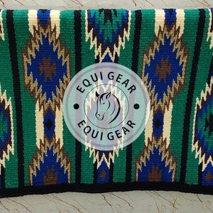 ผ้าห่มอานแบบตะวันตกผ้าห่มขนสัตว์สีเขียวเข้ม - Product Image 4