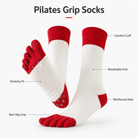 Chaussettes de Pilates personnalisées à bout ouvert, antidérapantes, en coton doux et extensible, pour studio de yoga, barre, reformer, fitness, marque privée
