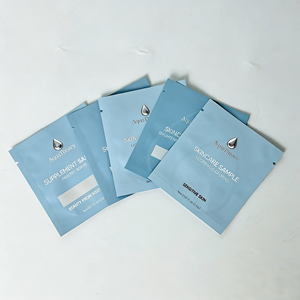 Sachet d'emballage personnalisé à faible MOQ, scellé sur 3 côtés, pour échantillons de parfum, crème, gommage, huile, en plastique résistant - Product Image 4