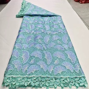 <span class=keywords><strong>Tissu</strong></span> <span class=keywords><strong>en</strong></span> dentelle de tulle français brodé de paillettes dorées écologiques, 5 yards, polyester, pour robes de soirée africaines pour femmes - Product Image 3