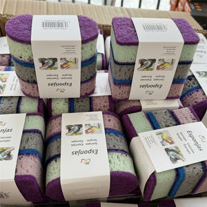 ฟองน้ำทำความสะอาดในครัวเรือนแผ่นฟองน้ำขัดสองด้านหนาความหนาแน่นสูง3ชิ้น - Product Image 2