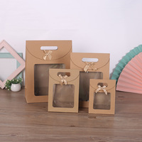 Sacs en papier kraft brun recyclé avec fenêtre Sac à provisions en papier kraft personnalisé avec nœud en ruban
