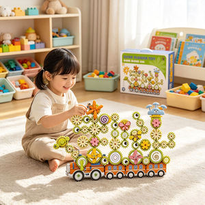 70 Piezas de Bloques de Construcción de Engranajes Florales, Juguete Educativo DIY, Bloques de Engranajes Eléctricos Giratorios, Kit de Construcción de Tren con Luces y Música - Product Image 3