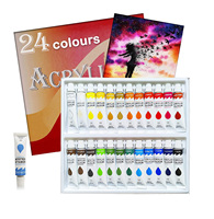 Ensemble de peinture acrylique Bonvada 36 couleurs avec pinceaux de 12 ml et palette pour toile, papier, bois et pierre - Fournitures artistiques (Option de logo personnalisé)