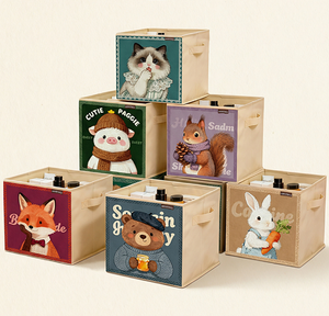 Boîte de <span class=keywords><strong>rangement</strong></span> en tissu à carreaux de style mignon, organisateur de jouets pour enfants, panier de <span class=keywords><strong>rangement</strong></span> pour articles divers - Product Image 1