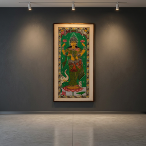 Pintura Tradicional Kalamkari de la Diosa del Mercado SSD sobre Tela para Decoración de Pared de Sala de Estar - Arte Indio Hecho a Mano para Interiores - Product Image 5