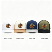 Gorra Trucker Deportiva Personalizada al por Mayor de 5 Paneles con Logotipo Bordado de Alta Calidad, Cuerda de Esponja Marrón y Parche de Águila Tejido