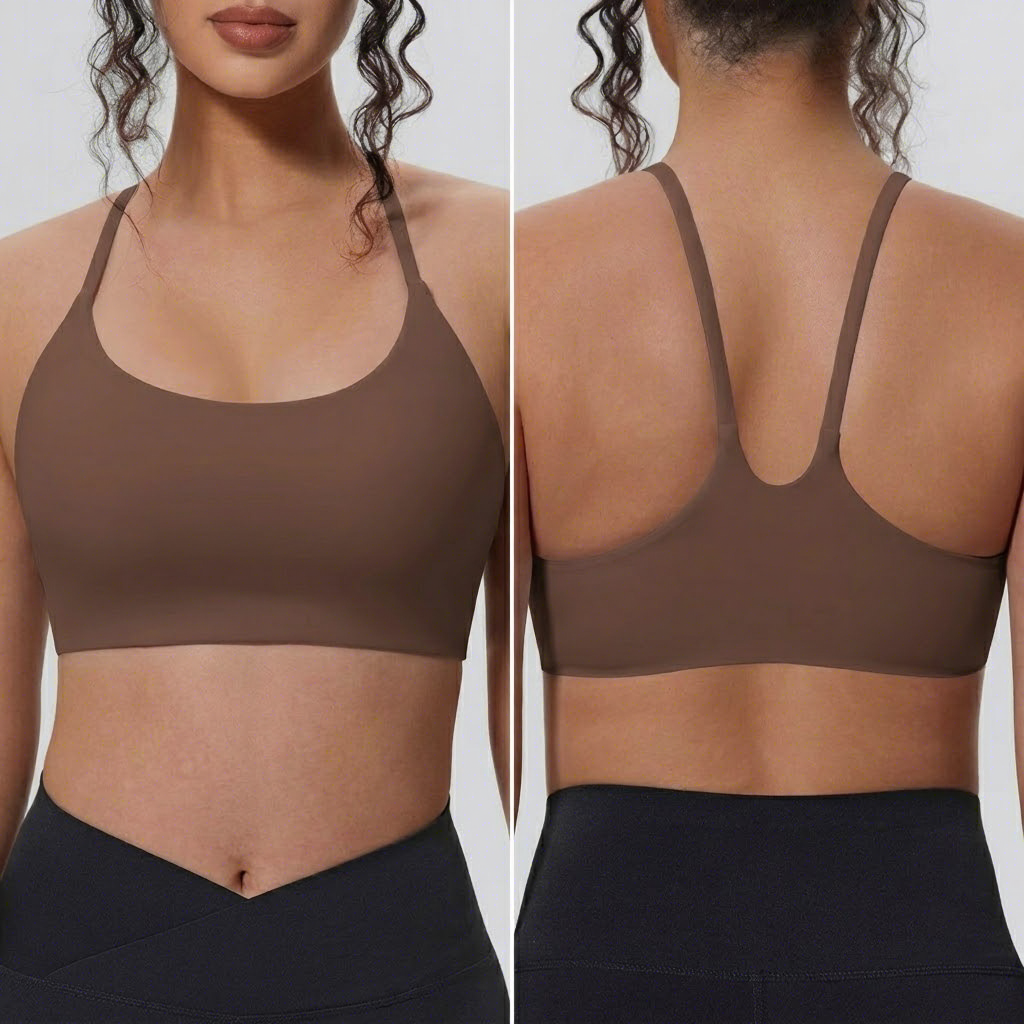 Women's Double Sided Breathable High Support Nylon Spandex Tight Fitting Crisscross Strap Back Supporting Sports Running Bra