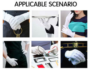 Guantes Blancos de Algodón Puro Ceremoniales, Suaves, Duraderos y Económicos, con Puño Elástico, de Alta Calidad, Personalizables para Etiqueta Laboral - Product Image 6