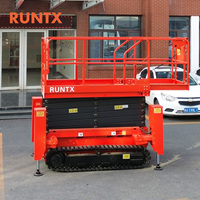 RUNTX yüksek kalite engebeli arazi elektrik/dizel adam kaldırma düşük fiyat ile satışa tahrikli paletli makaslı Platform