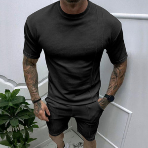 Ensemble de t-shirts d'été pour hommes, manches courtes, col rond, polyester léger, vêtements de sport décontractés, blanc, bleu royal, noir, kaki, gris clair - Product Image 2