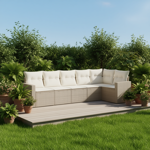 Ensemble de canapés de jardin en rotin beige 6 places, design contemporain pour l'extérieur - Product Image 2