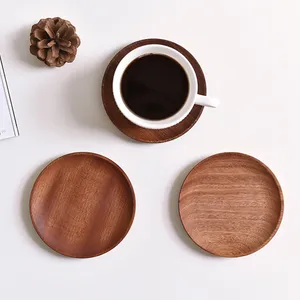 Platos de madera para servir bandeja pan postre aperitivos pastel soporte de exhibición mesa de comedor Buffet plato servir vajilla de madera platos - Product Image 4