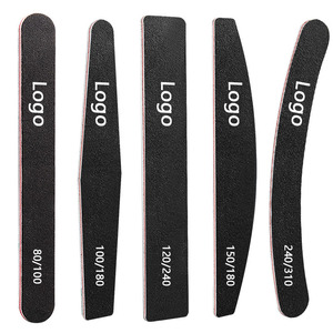 Nail File Custom Logo Double Sided 100/180 Grit Emery Board Black Manicure Pedicure Tool and Buffering Files