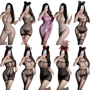 Meer design sensuele sexy lingerie OEM dunne doorschijnende mesh holle-out uniform kant gepassioneerde verleiding nachtkleding set - Product Image 3