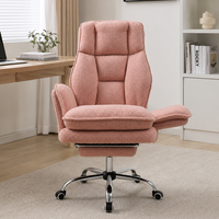 Chaise de bureau ergonomique rose en polaire Teddy avec accoudoirs rabattables, modèle Criss Cross, fabriquée en Chine, Silla De Escritorio