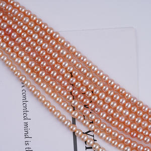 Perles d'eau douce baroques violettes Wenchi 3-4 mm, naturelles, blanches, à deux faces, modèle Zhuji 30152 pour collier DIY, perles en vrac - Product Image 2