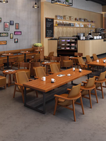 Table à manger longue en bois sur mesure, avec structure métallique, écologique, pour plusieurs personnes, idéale pour restaurants, villas et salles de réunion