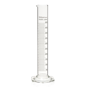 ALTHEA Good Quality <b>Glass</b> Hexagonal Base <b>Measuring</b> Cylinder with spout and graduation from 10ml to 1000ml for Laboratory usage - Product Image 1