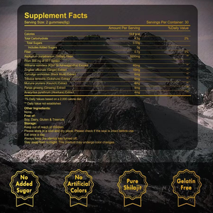 Gommose <span class=keywords><strong>Naturali</strong></span> di Shilajit dell'Himalaya 60 Pezzi 180g Integratore Alimentare con Gokshrua Muesli Nero Ashwagandha 85+ Minerali Traccia - Product Image 2