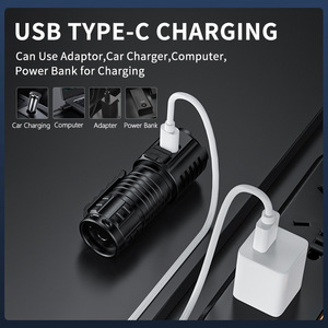 Smiling Shark Rechargeable Mini LED Flashlight Aluminum Alloy Outdoor Lighting With <b>Dimmer</b> USB Charging - Product Image 4