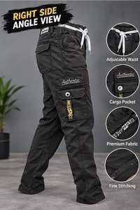 Pantalones Cargo de Algodón con Diseño de Seis Bolsillos Utilitarios, Cintura Elástica con Cordón Ajustable y Bolsillos Funcionales - Product Image 6