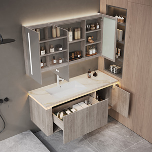 Meuble-lavabo de salle de bain avec vasque <span class=keywords><strong>simple</strong></span>, meubles-lavabos suspendus avec miroir LED intelligent anti-buée et armoire - Product Image 2