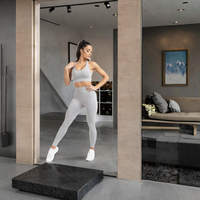Conjunto Deportivo para Mujer, Leggings de Cintura Alta con Sujetador Deportivo, Talla Grande, Sólido, de Alta Sujeción, Cintura Elástica, Alta Calidad, Sin Costuras, Reciclable